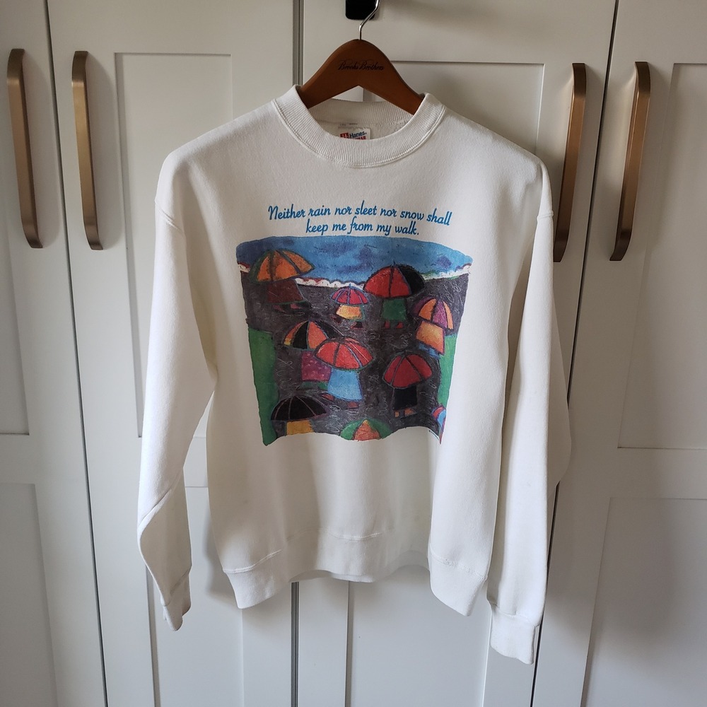 Vintage Hanes Crewneck Sweatshirt Adult L White Stafford Blaine Graphic Quote